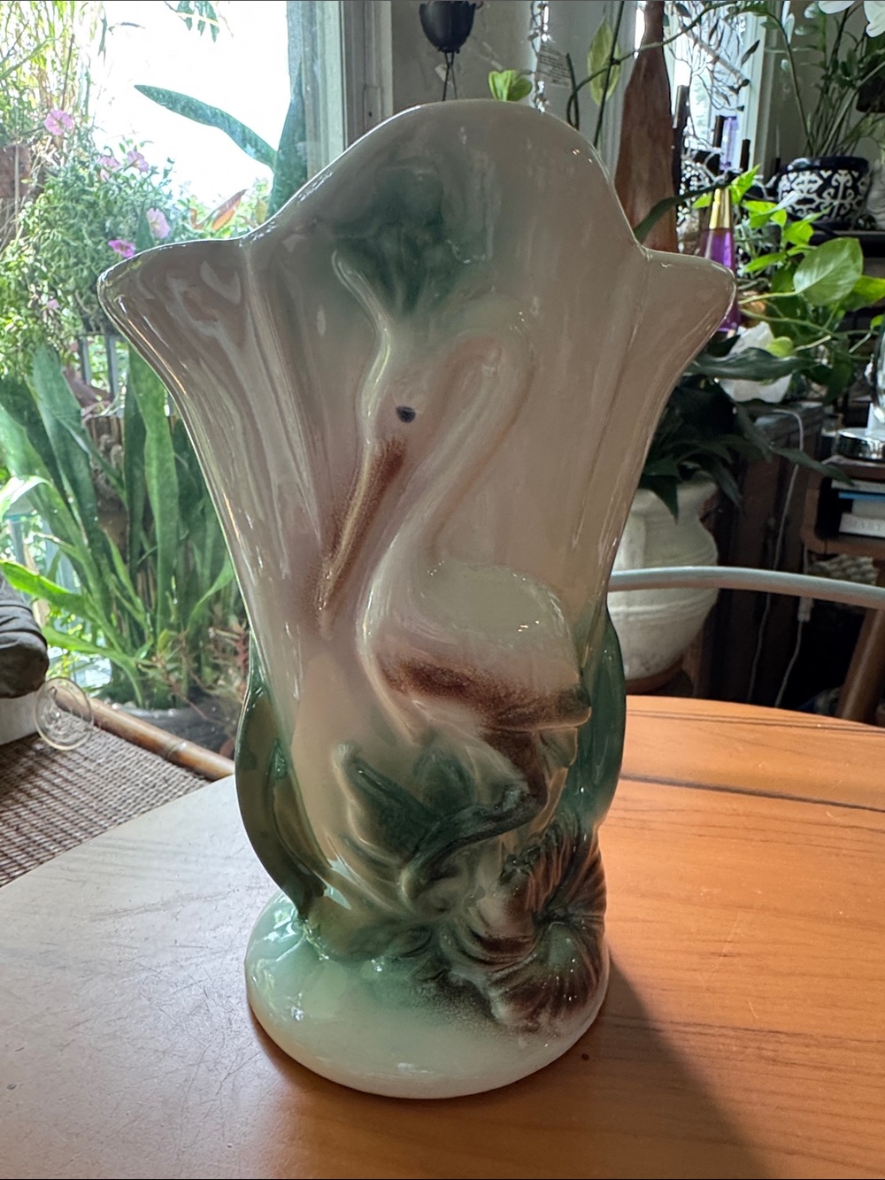 Vintage MCM Vase Regal Crane Egret Pottery